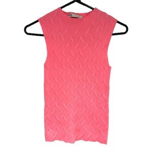 Zara Hot Pink Knit Textured Tank Top